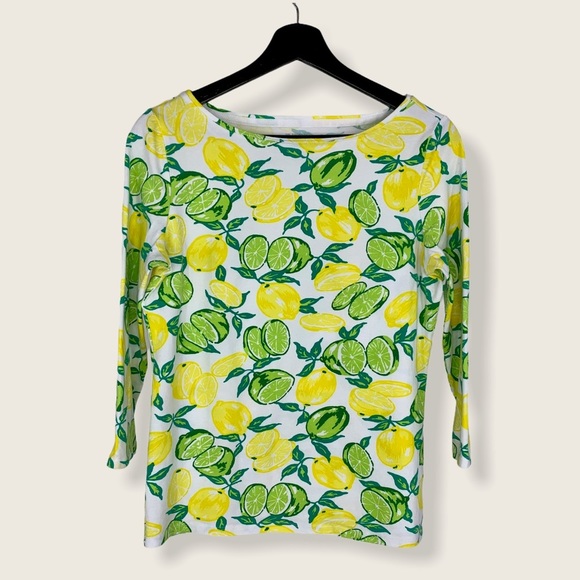 Talbots Lemon Lime Quarter Sleeve Tee - Picture 1 of 11